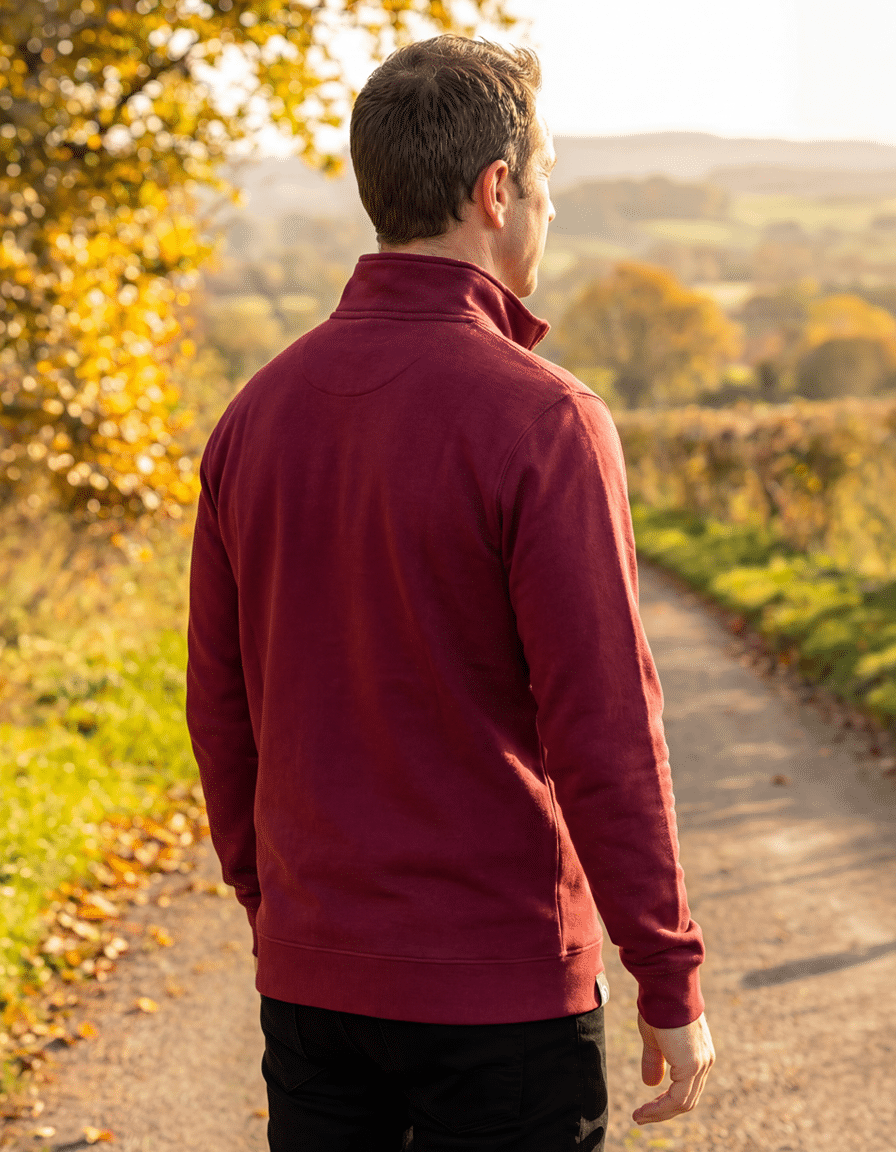 Combat Burgundy Quater Zip Sweatshirt - Image 3