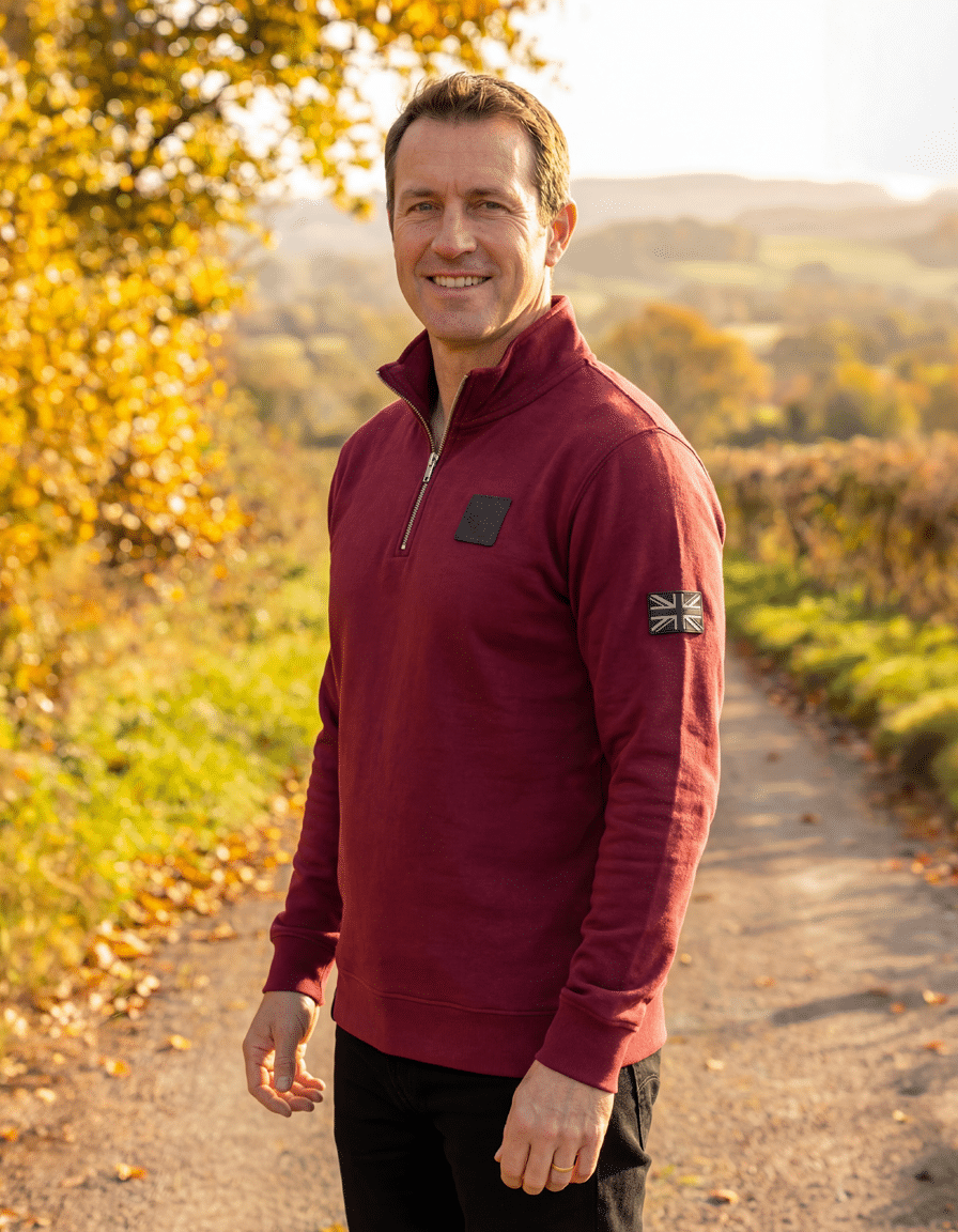 Combat Burgundy Quater Zip Sweatshirt - Image 2