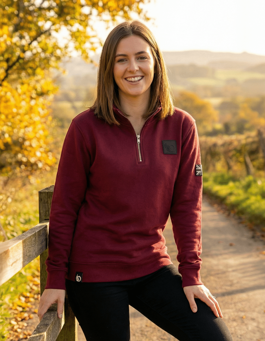 Combat Burgundy Quater Zip Sweatshirt - Image 3