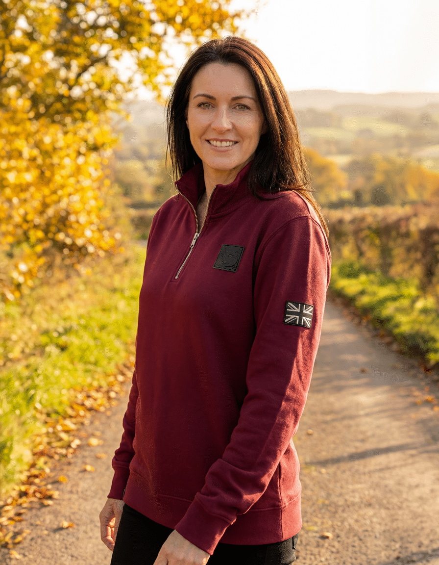 Combat Burgundy Quater Zip Sweatshirt - Image 2