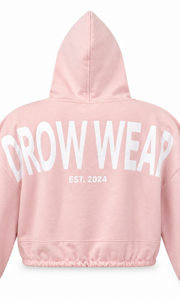 Back product view of the Fearless Pink Oversized Cropped Hoodie