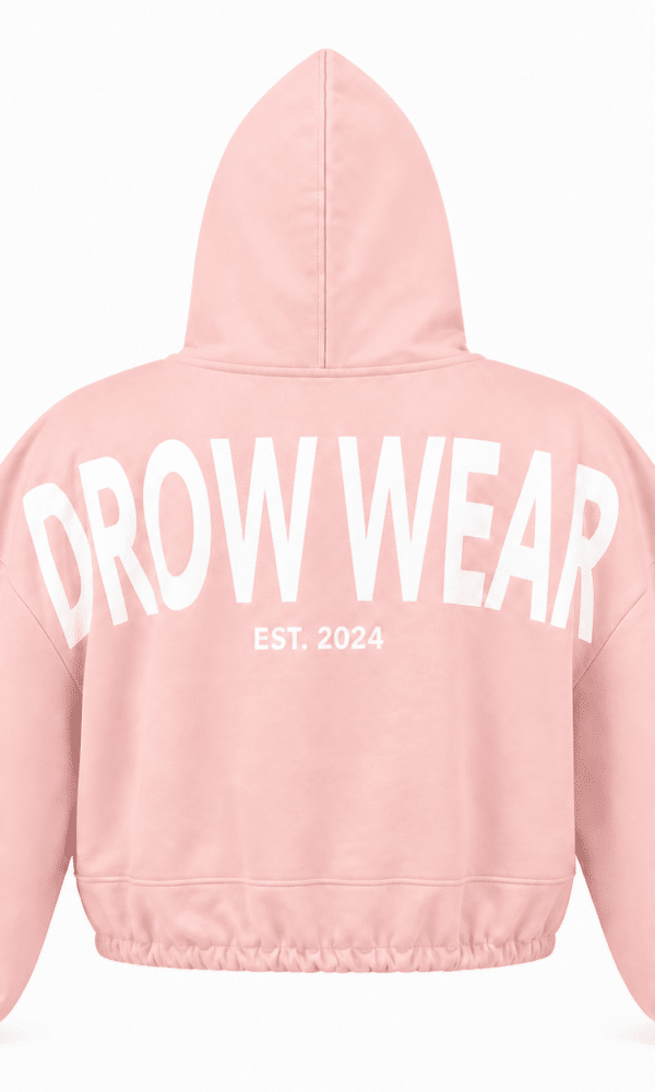 Back artwork on the Fearless Pink Oversized Cropped Hoodie
