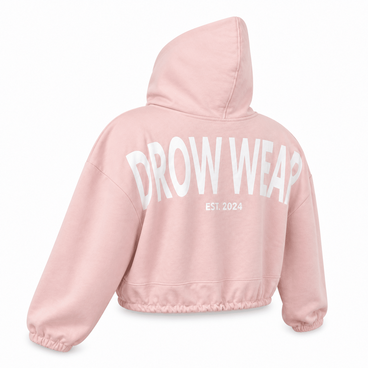 Fearless Pink Oversized Cropped Hoodie shown from the back left angle