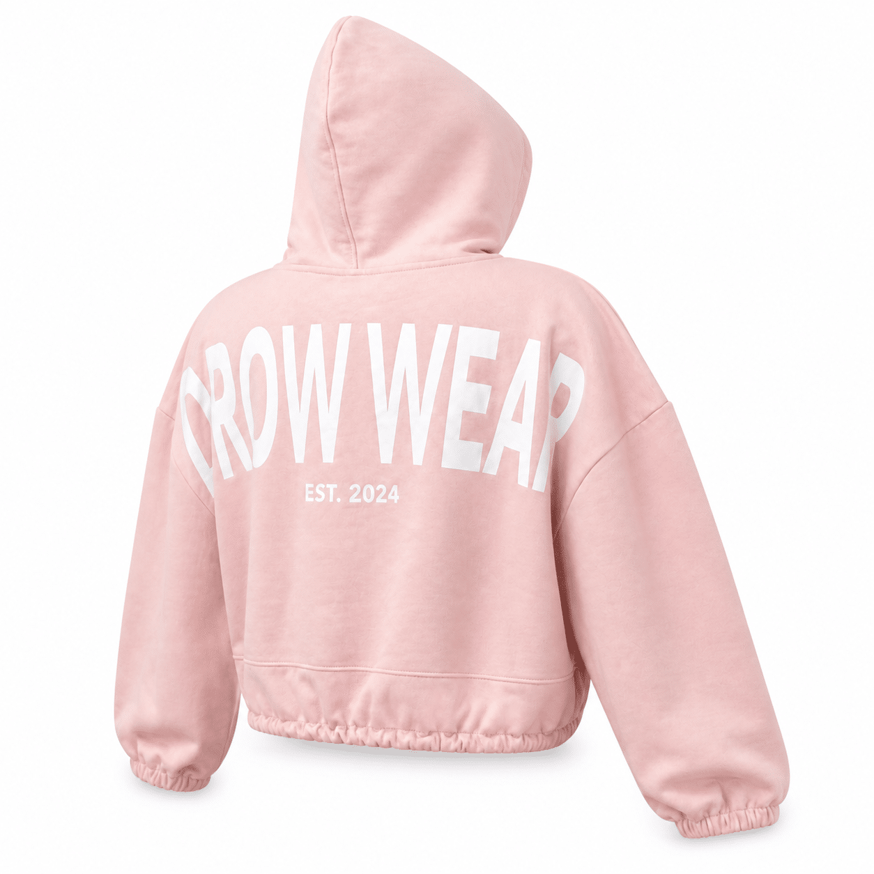 Fearless Pink Oversized Cropped Hoodie shown from the back right angle