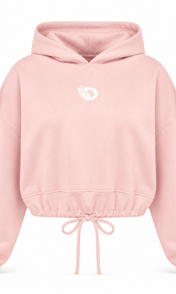 Front product view of the Fearless Pink Oversized Cropped Hoodie