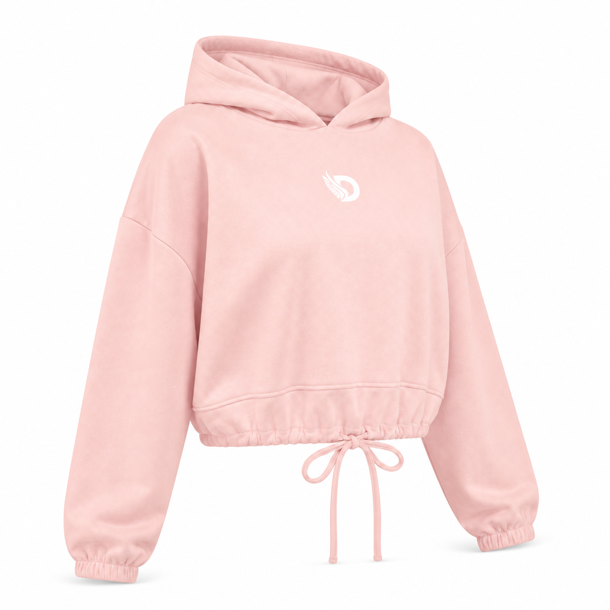 Fearless Pink Oversized Cropped Hoodie shown from the front left angle
